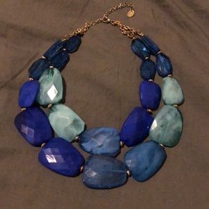 Blue and gold statement necklace